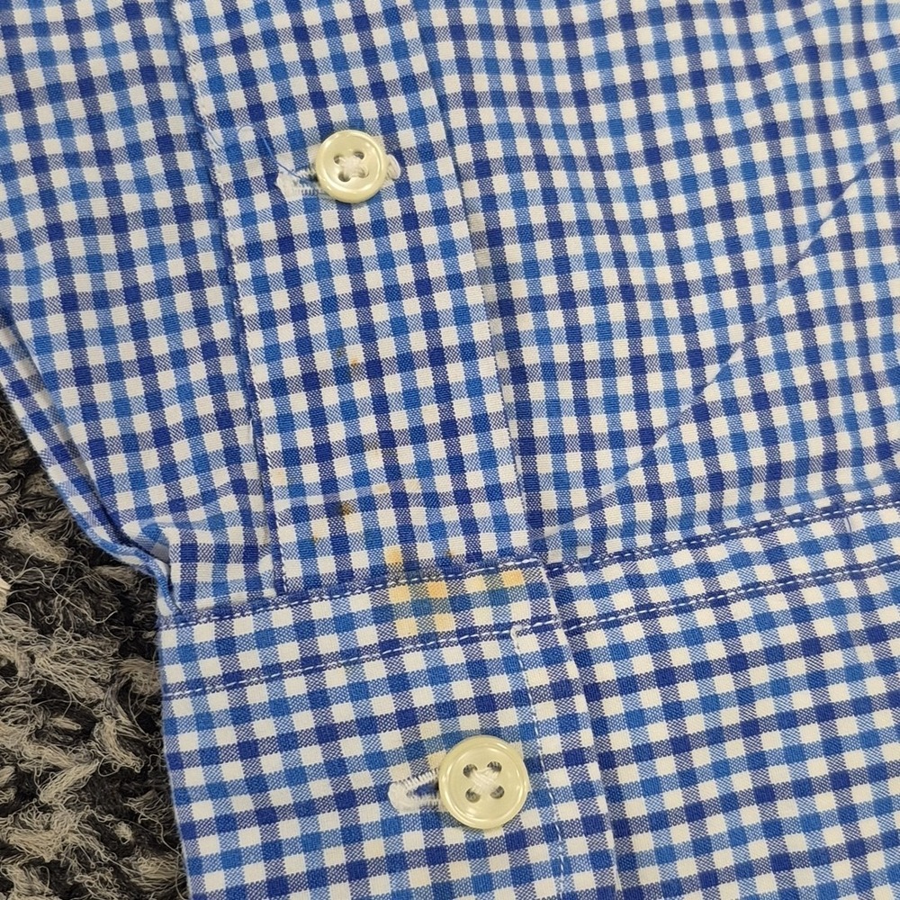 Ralph Lauren Long Sleeve Mens Large Blue Check Button Down Custom Fit - Picture 9 of 9